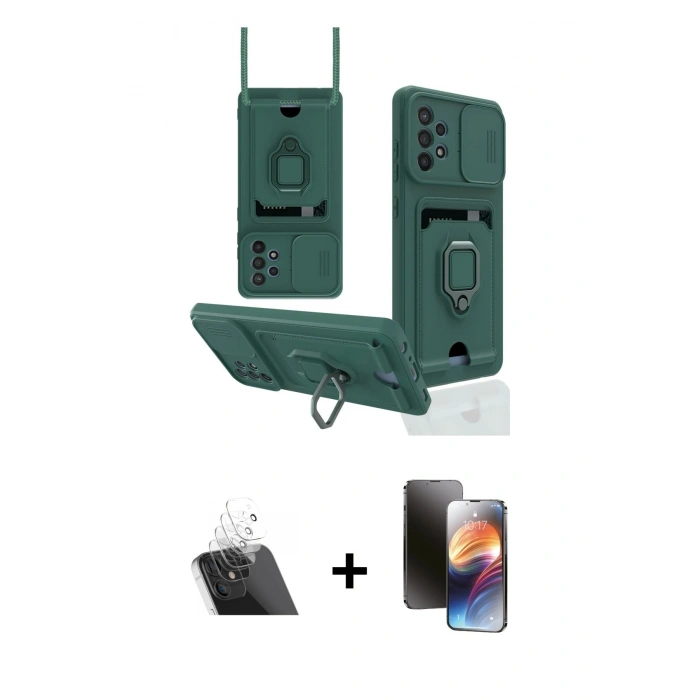 MARSİLYAN™- Galaxy A72 Kılıf Vadi Form Prime - Siyah 3D Antistatik Mat Seramik Nano Ekran Koruyucu + Kamera Lens Koruma Cam - SF