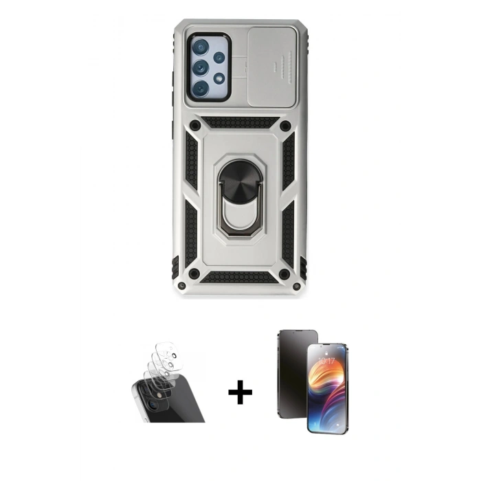MARSİLYAN™- Galaxy A73 5G Kılıf Ahenk Klasik - Siyah 3D Antistatik Mat Seramik Nano Ekran Koruyucu + Kamera Lens Koruma Cam - SF