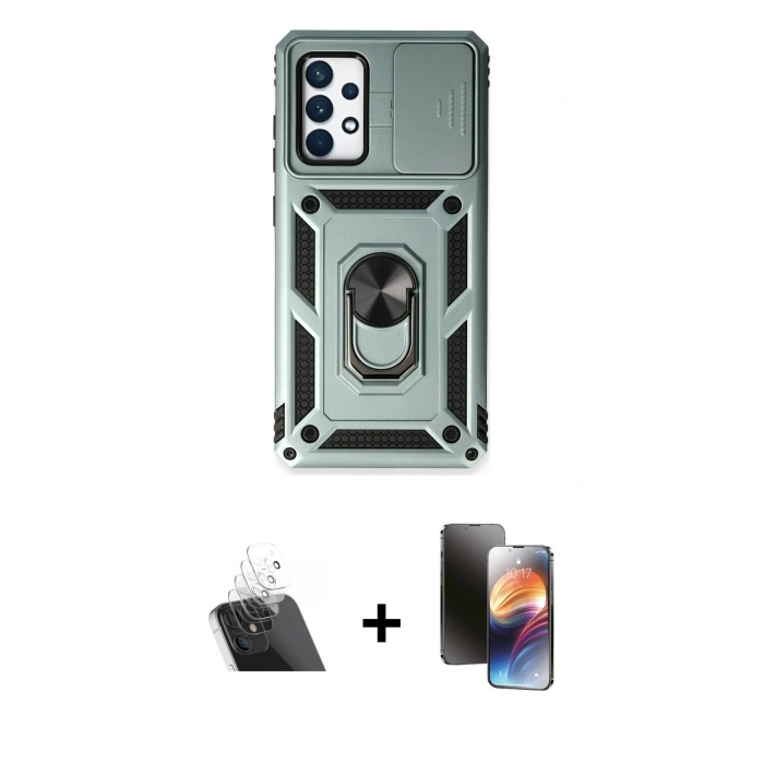MARSİLYAN™- Galaxy A73 5G Kılıf Ahenk Klasik - Siyah 3D Antistatik Mat Seramik Nano Ekran Koruyucu + Kamera Lens Koruma Cam - SF