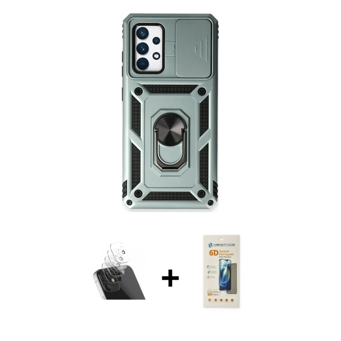MARSİLYAN™- Galaxy A73 5G Kılıf Ahenk Klasik - Siyah 6D Mat Seramik Hayalet Nano Ekran Koruyucu + Kamera Lens Koruma Cam - SF