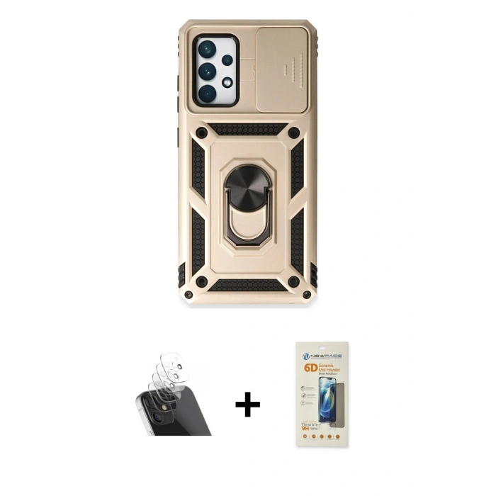 MARSİLYAN™- Galaxy A73 5G Kılıf Ahenk Klasik - Siyah 6D Mat Seramik Hayalet Nano Ekran Koruyucu + Kamera Lens Koruma Cam - SF
