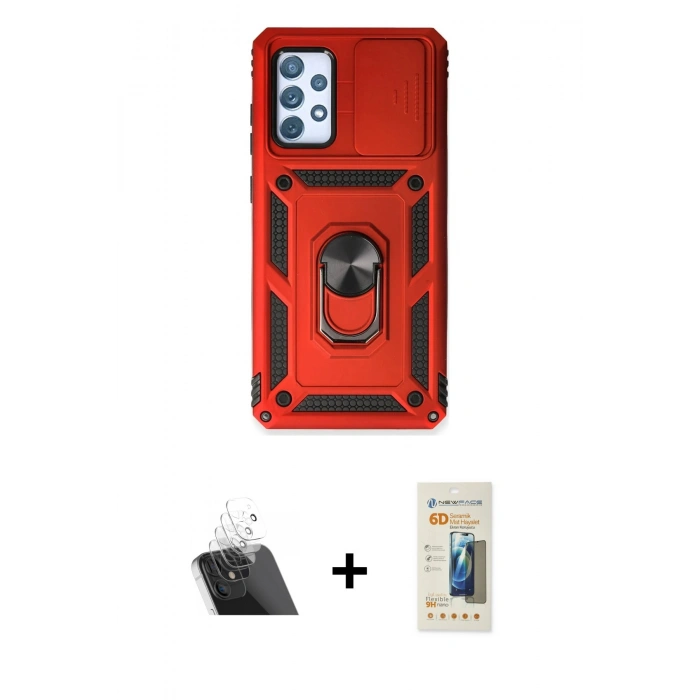 MARSİLYAN™- Galaxy A73 5G Kılıf Ahenk Klasik - Siyah 6D Mat Seramik Hayalet Nano Ekran Koruyucu + Kamera Lens Koruma Cam - SF