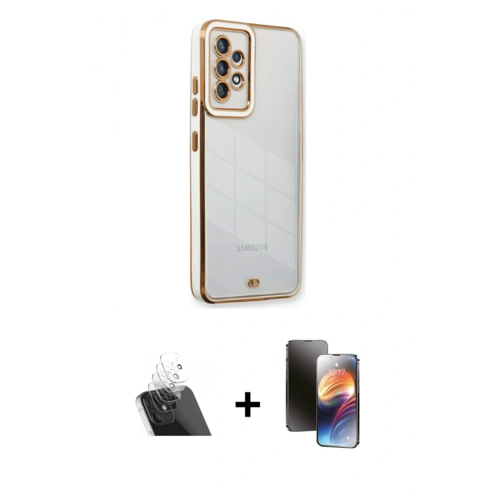 MARSİLYAN™- Galaxy A73 5G Kılıf Çekirdek Klasik Serisi - Siyah 3D Antistatik Mat Seramik Nano Ekran Koruyucu + Şeffaf Kamera Lens Koruma Cam