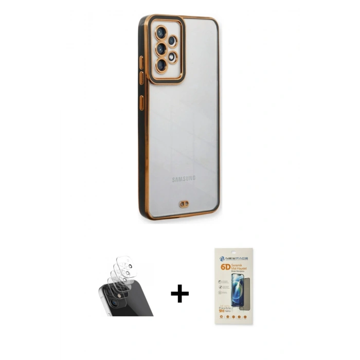 MARSİLYAN™- Galaxy A73 5G Kılıf Çekirdek Klasik Serisi - Siyah 6D Mat Seramik Hayalet Nano Ekran Koruyucu + Kamera Lens Koruma Cam - SF