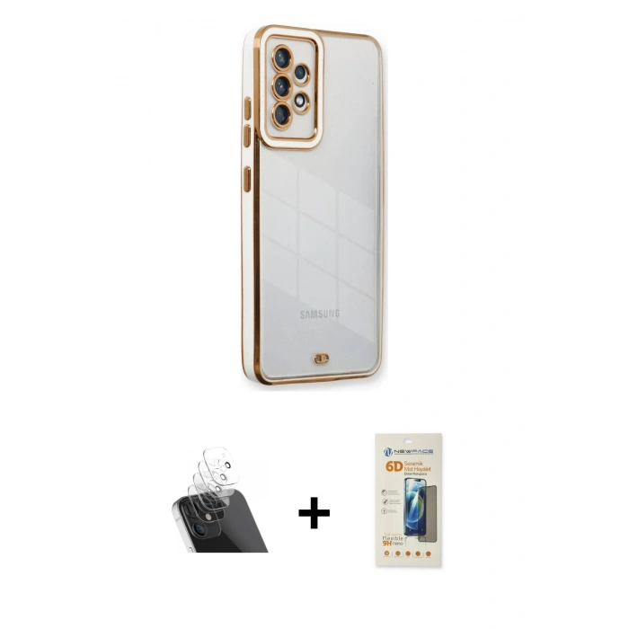 MARSİLYAN™- Galaxy A73 5G Kılıf Çekirdek Klasik Serisi - Siyah 6D Mat Seramik Hayalet Nano Ekran Koruyucu + Kamera Lens Koruma Cam - SF
