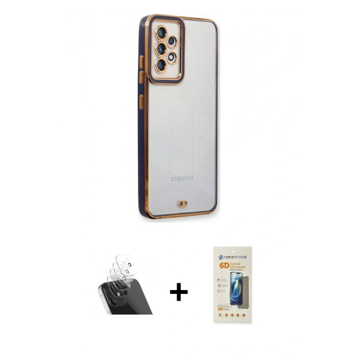 MARSİLYAN™- Galaxy A73 5G Kılıf Çekirdek Klasik Serisi - Siyah 6D Mat Seramik Hayalet Nano Ekran Koruyucu + Kamera Lens Koruma Cam - SF
