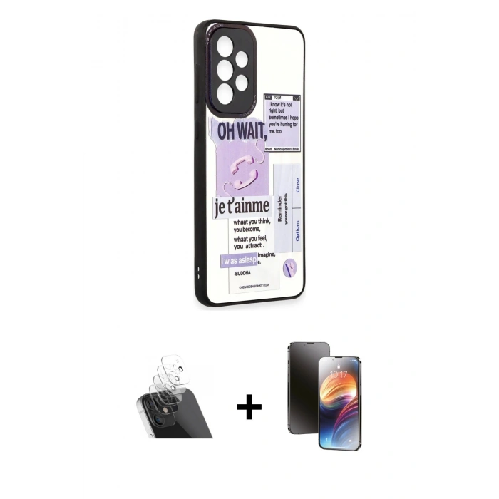 MARSİLYAN™- Galaxy A73 5G Kılıf Odak Klasik Serisi - Siyah 3D Antistatik Mat Seramik Nano Ekran Koruyucu + Kamera Lens Koruma Cam - SF