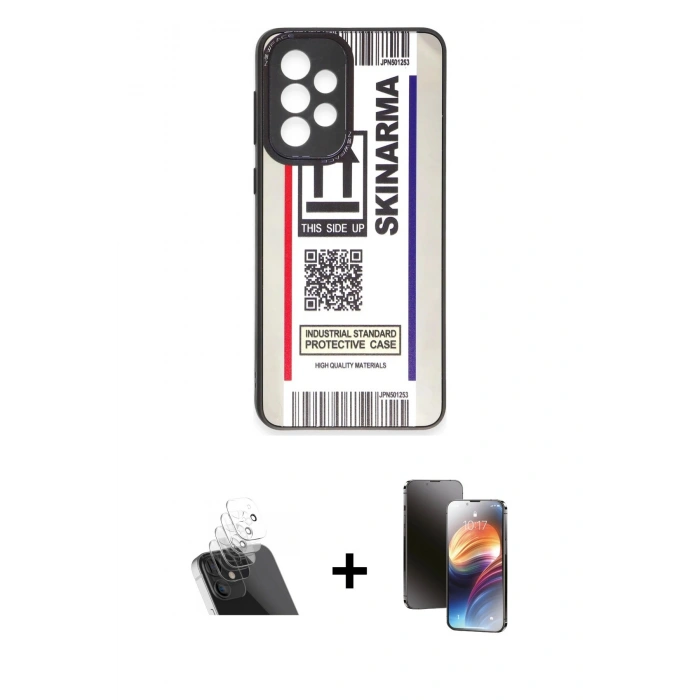 MARSİLYAN™- Galaxy A73 5G Kılıf Odak Klasik Serisi - Siyah 3D Antistatik Mat Seramik Nano Ekran Koruyucu + Kamera Lens Koruma Cam - SF