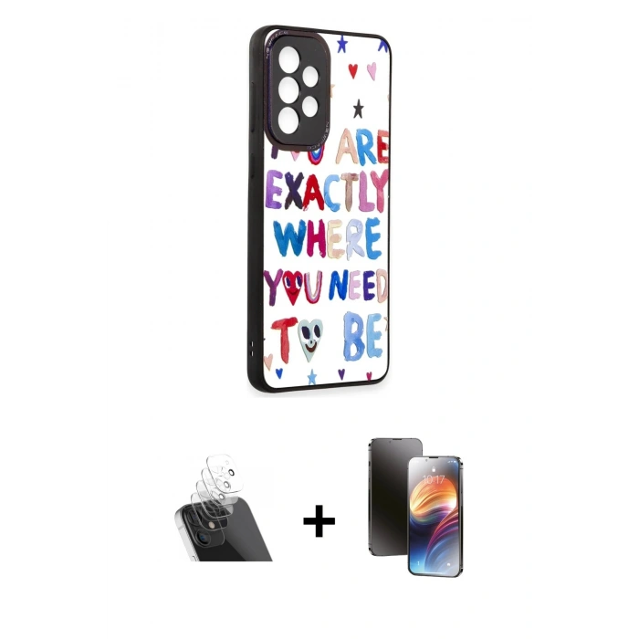 MARSİLYAN™- Galaxy A73 5G Kılıf Odak Klasik Serisi - Siyah 3D Antistatik Mat Seramik Nano Ekran Koruyucu + Kamera Lens Koruma Cam - SF