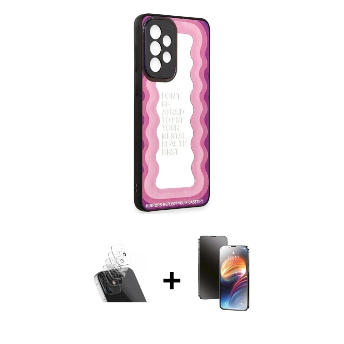 MARSİLYAN™- Galaxy A73 5G Kılıf Odak Klasik Serisi - Siyah 3D Antistatik Mat Seramik Nano Ekran Koruyucu + Kamera Lens Koruma Cam - SF