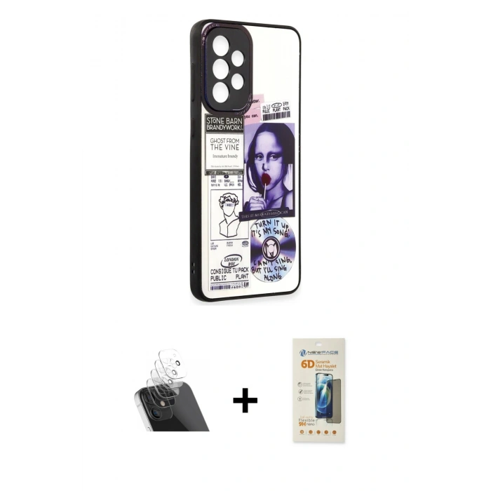 MARSİLYAN™- Galaxy A73 5G Kılıf Odak Klasik Serisi - Siyah 6D Mat Seramik Hayalet Nano Ekran Koruyucu + Kamera Lens Koruma Cam - SF