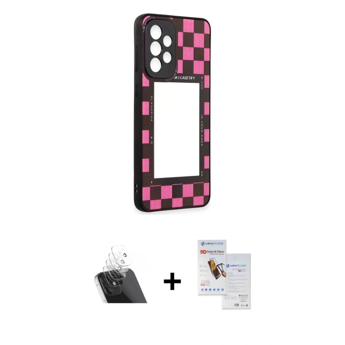 MARSİLYAN™- Galaxy A73 5G Kılıf Odak Klasik Serisi - Siyah Seramik Nano Ekran Koruyucu + Kamera Lens Koruma Cam - SF