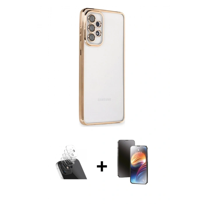 MARSİLYAN™- Galaxy A73 5G Kılıf Vadi Minimal - Siyah 3D Antistatik Mat Seramik Nano Ekran Koruyucu + Şeffaf Kamera Lens Koruma Cam