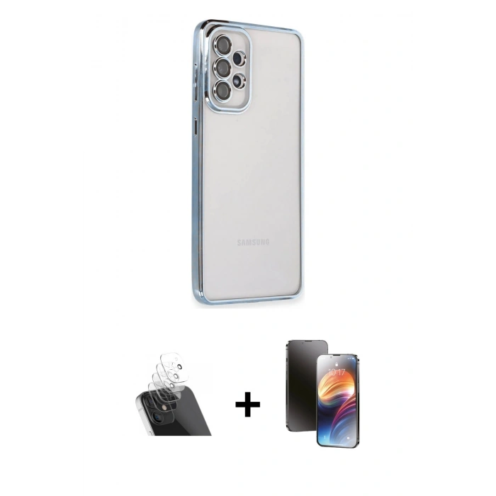 MARSİLYAN™- Galaxy A73 5G Kılıf Vadi Minimal - Siyah 3D Antistatik Mat Seramik Nano Ekran Koruyucu + Şeffaf Kamera Lens Koruma Cam