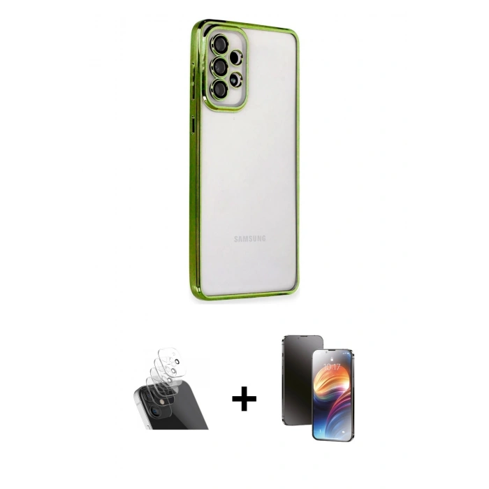 MARSİLYAN™- Galaxy A73 5G Kılıf Vadi Minimal - Siyah 3D Antistatik Mat Seramik Nano Ekran Koruyucu + Şeffaf Kamera Lens Koruma Cam