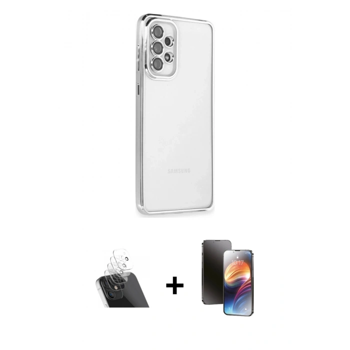 MARSİLYAN™- Galaxy A73 5G Kılıf Vadi Minimal - Siyah 3D Antistatik Mat Seramik Nano Ekran Koruyucu + Şeffaf Kamera Lens Koruma Cam