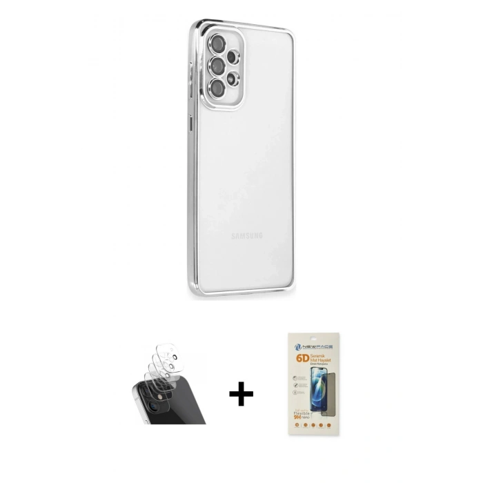 MARSİLYAN™- Galaxy A73 5G Kılıf Vadi Minimal - Siyah 6D Mat Seramik Hayalet Nano Ekran Koruyucu + Kamera Lens Koruma Cam - SF