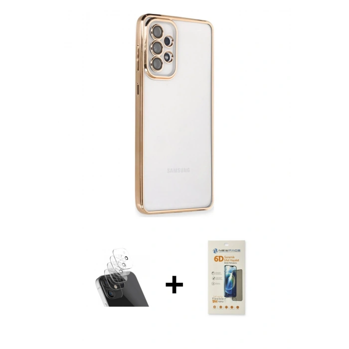 MARSİLYAN™- Galaxy A73 5G Kılıf Vadi Minimal - Siyah 6D Mat Seramik Hayalet Nano Ekran Koruyucu + Kamera Lens Koruma Cam - SF