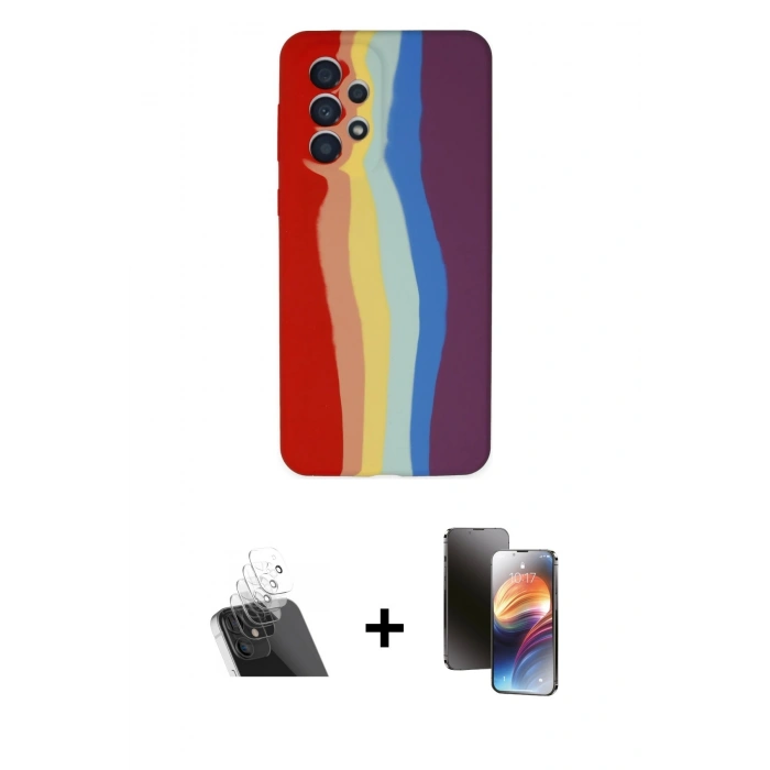 MARSİLYAN™- Galaxy A73 5G Kılıf Yadigar Çizgi - Siyah 3D Antistatik Mat Seramik Nano Ekran Koruyucu + Kamera Lens Koruma Cam - SF