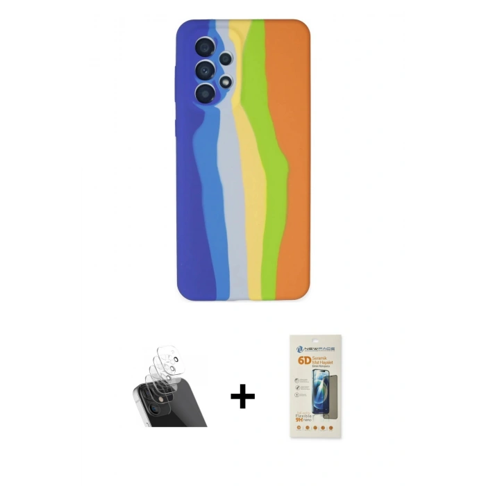 MARSİLYAN™- Galaxy A73 5G Kılıf Yadigar Çizgi - Siyah 6D Mat Seramik Hayalet Nano Ekran Koruyucu + Şeffaf Kamera Lens Koruma Cam