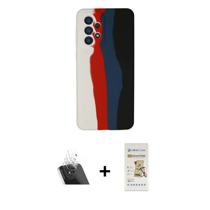 MARSİLYAN™- Galaxy A73 5G Kılıf Yadigar Çizgi - Siyah Mat Seramik Nano Ekran Koruyucu + Kamera Lens Koruma Cam - SF