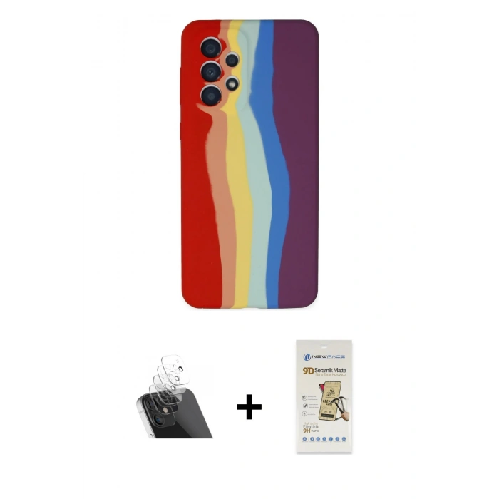MARSİLYAN™- Galaxy A73 5G Kılıf Yadigar Çizgi - Siyah Mat Seramik Nano Ekran Koruyucu + Kamera Lens Koruma Cam - SF