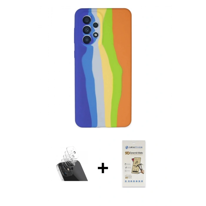 MARSİLYAN™- Galaxy A73 5G Kılıf Yadigar Çizgi - Siyah Mat Seramik Nano Ekran Koruyucu + Kamera Lens Koruma Cam - SF