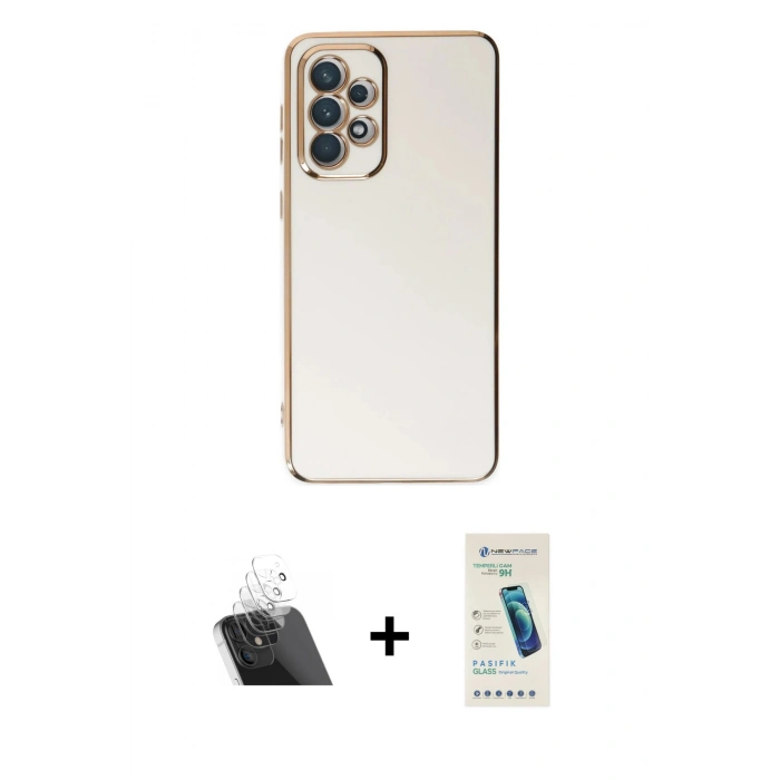 MARSİLYAN™- Galaxy A73 5G Kılıf Yankı Serisi - Şeffaf Pasifik Cam Ekran Koruyucu + Kamera Lens Koruma Cam - SF