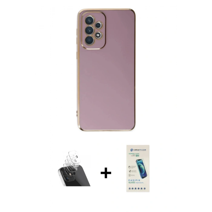 MARSİLYAN™- Galaxy A73 5G Kılıf Yankı Serisi - Şeffaf Pasifik Cam Ekran Koruyucu + Kamera Lens Koruma Cam - SF