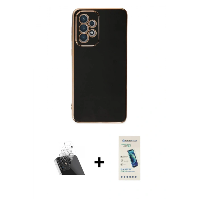 MARSİLYAN™- Galaxy A73 5G Kılıf Yankı Serisi - Şeffaf Pasifik Cam Ekran Koruyucu + Kamera Lens Koruma Cam - SF
