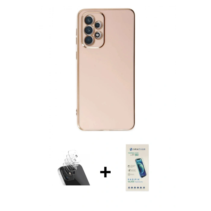 MARSİLYAN™- Galaxy A73 5G Kılıf Yankı Serisi - Şeffaf Pasifik Cam Ekran Koruyucu + Kamera Lens Koruma Cam - SF