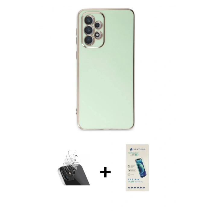 MARSİLYAN™- Galaxy A73 5G Kılıf Yankı Serisi - Şeffaf Pasifik Cam Ekran Koruyucu + Kamera Lens Koruma Cam - SF