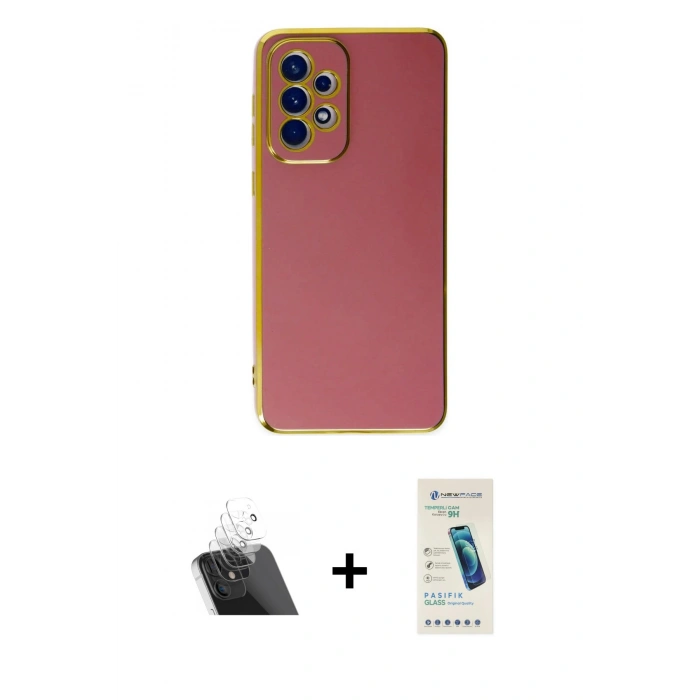 MARSİLYAN™- Galaxy A73 5G Kılıf Yankı Serisi - Şeffaf Pasifik Cam Ekran Koruyucu + Kamera Lens Koruma Cam - SF