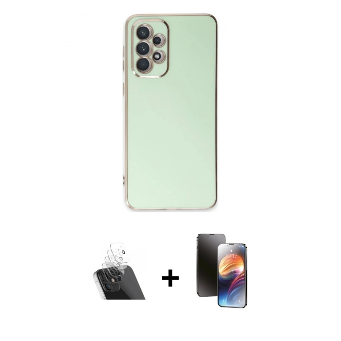 MARSİLYAN™- Galaxy A73 5G Kılıf Yankı Serisi - Siyah 3D Antistatik Mat Seramik Nano Ekran Koruyucu + Kamera Lens Koruma Cam - SF