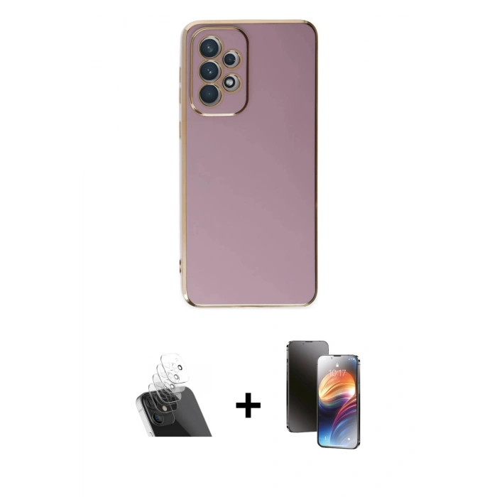 MARSİLYAN™- Galaxy A73 5G Kılıf Yankı Serisi - Siyah 3D Antistatik Mat Seramik Nano Ekran Koruyucu + Kamera Lens Koruma Cam - SF