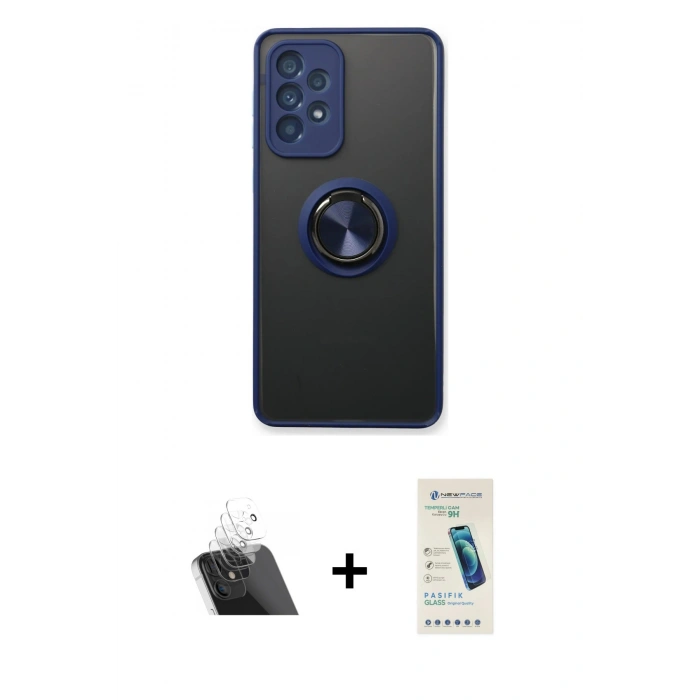 MARSİLYAN™- Galaxy A73 5G Kılıf Yörünge Çizgi - Şeffaf Pasifik Cam Ekran Koruyucu + Kamera Lens Koruma Cam - SF