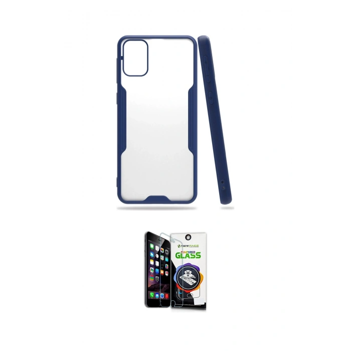 MARSİLYAN™- Galaxy M31 Kılıf Atlas Asil Serisi - Şeffaf Temperli Cam Ekran Koruyucu