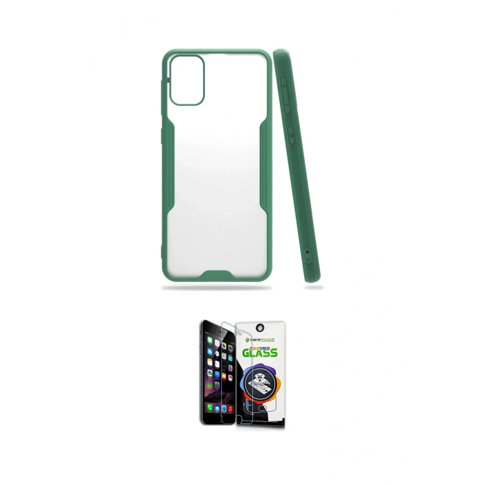 MARSİLYAN™- Galaxy M31 Kılıf Atlas Asil Serisi - Şeffaf Temperli Cam Ekran Koruyucu
