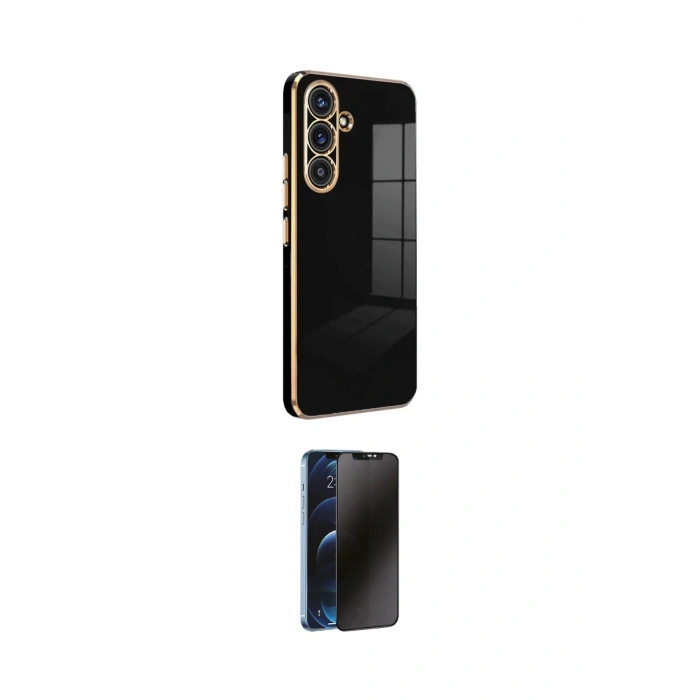 MARSİLYAN™- Galaxy M34 5G Kılıf Yankı Serisi - Siyah 3D Antistatik Hayalet Cam Ekran Koruyucu