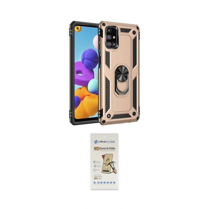 MARSİLYAN™- Galaxy M51 Kılıf Ahenk Klasik Koleksiyonu - Siyah Mat Seramik Nano Ekran Koruyucu