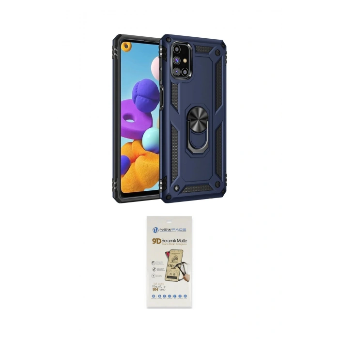 MARSİLYAN™- Galaxy M51 Kılıf Ahenk Klasik Koleksiyonu - Siyah Mat Seramik Nano Ekran Koruyucu