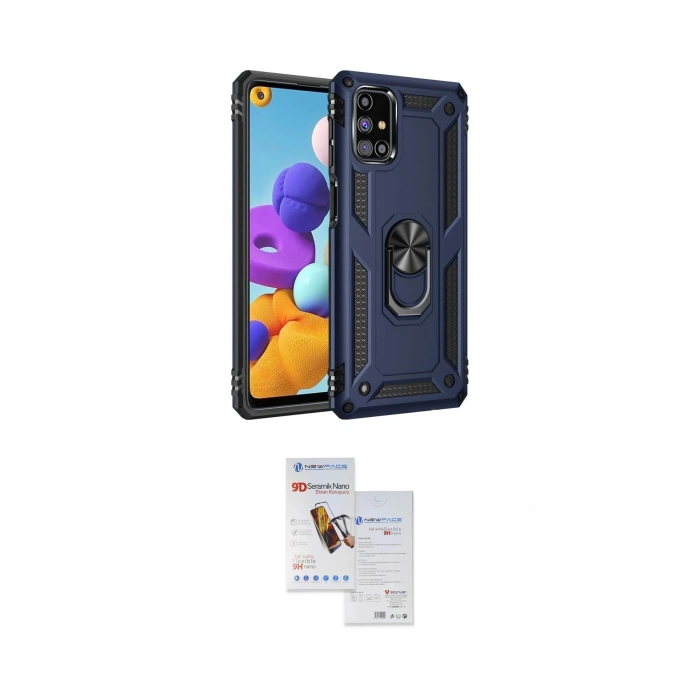 MARSİLYAN™- Galaxy M51 Kılıf Ahenk Klasik Koleksiyonu - Siyah Seramik Nano Ekran Koruyucu