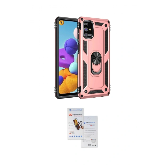 MARSİLYAN™- Galaxy M51 Kılıf Ahenk Klasik Koleksiyonu - Siyah Seramik Nano Ekran Koruyucu