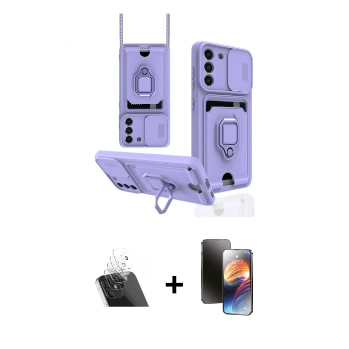 MARSİLYAN™- Galaxy S21 FE Kılıf Vadi Form Prime - Siyah 3D Antistatik Mat Seramik Nano Ekran Koruyucu + Kamera Lens Koruma Cam - SF