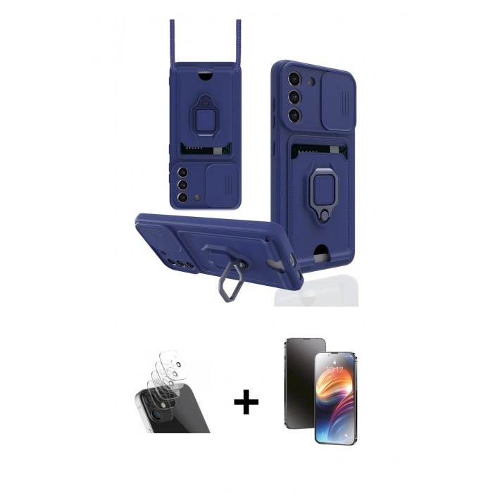 MARSİLYAN™- Galaxy S21 FE Kılıf Vadi Form Prime - Siyah 3D Antistatik Mat Seramik Nano Ekran Koruyucu + Kamera Lens Koruma Cam - SF