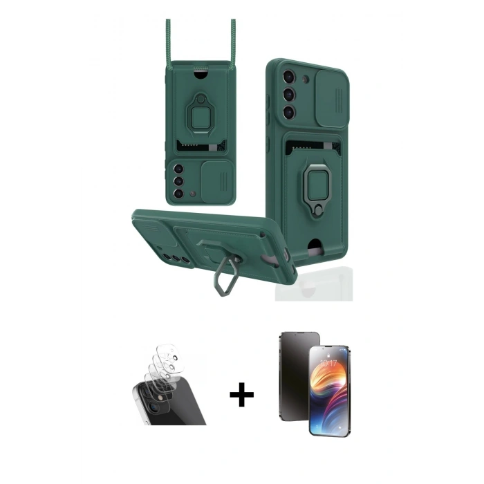 MARSİLYAN™- Galaxy S21 FE Kılıf Vadi Form Prime - Siyah 3D Antistatik Mat Seramik Nano Ekran Koruyucu + Kamera Lens Koruma Cam - SF