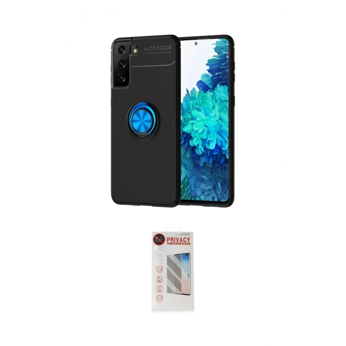 MARSİLYAN™- Galaxy S21 Plus Kılıf Yankı Form Prime - Siyah Hayalet Edge Cam Ekran Koruyucu