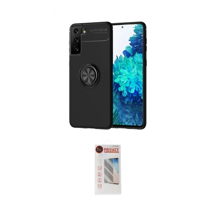 MARSİLYAN™- Galaxy S21 Plus Kılıf Yankı Form Prime - Siyah Hayalet Edge Cam Ekran Koruyucu