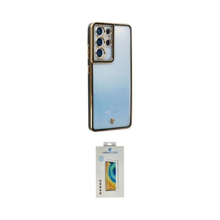 MARSİLYAN™- Galaxy S21 Ultra Kılıf Çekirdek Klasik Serisi - Şeffaf Polymer Nano Ekran Koruyucu
