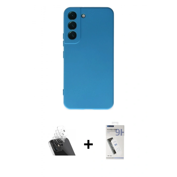 MARSİLYAN™- Galaxy S22 Kılıf Ahenk Serisi - Şeffaf Uv Polymer Nano Ekran Koruyucu + Kamera Lens Koruma Cam - SF